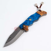 Epoxy Handle Folding Knife and Leather Sheath (2)
